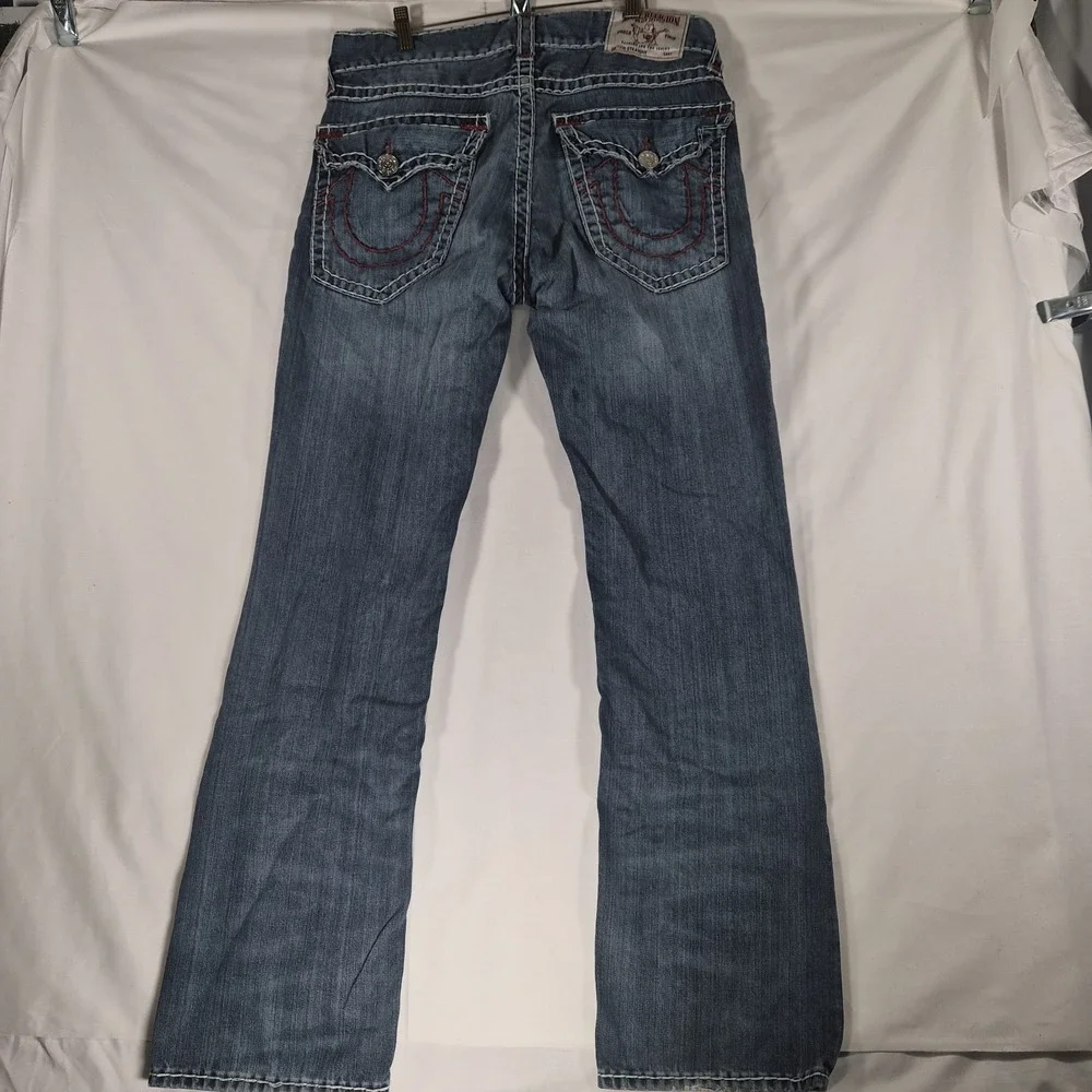 Y2k True Religion Ricky Super T Men's 33 Straight Leg Jeans Red White Stitch